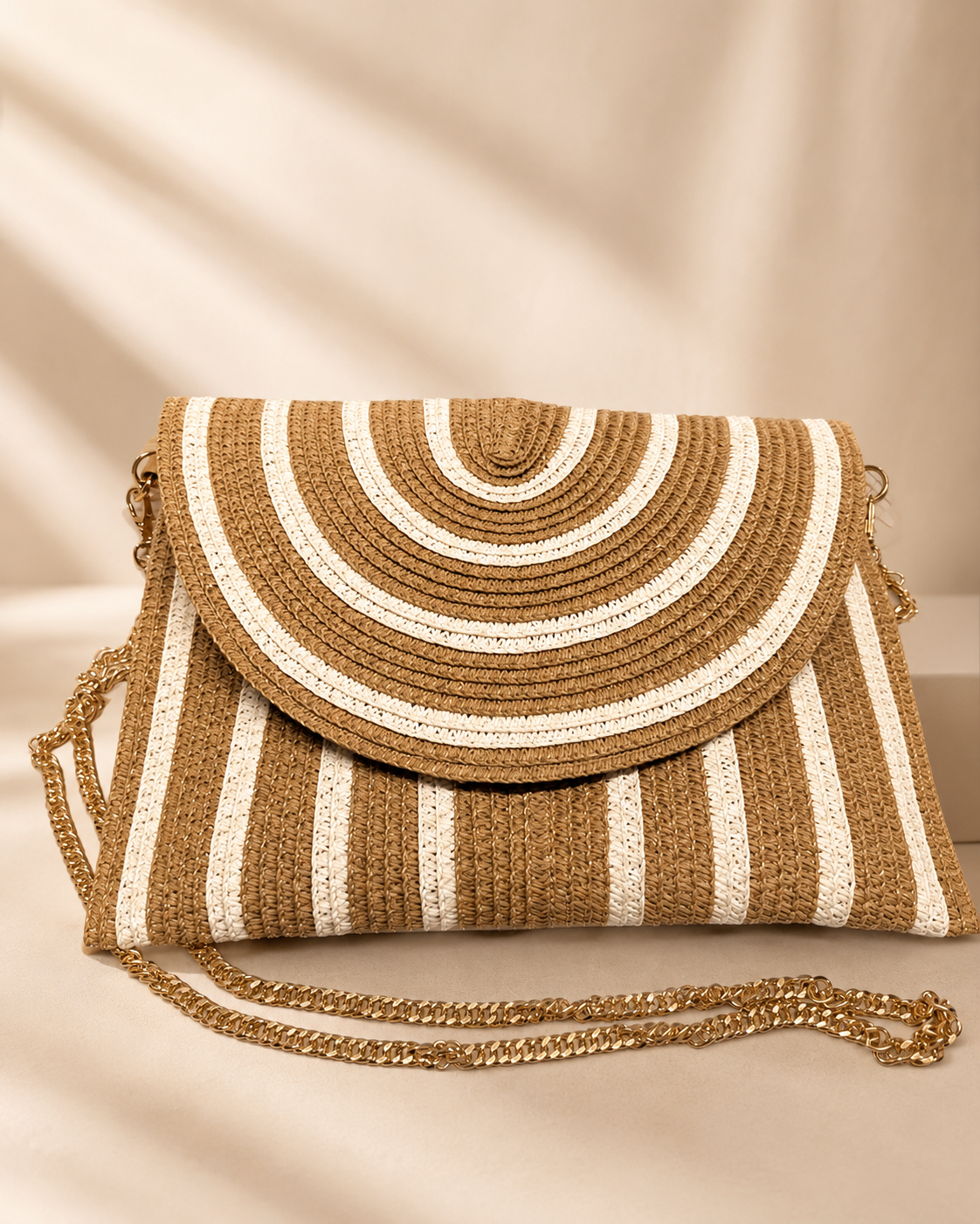 Coastal Stripe Woven Clutch Bag