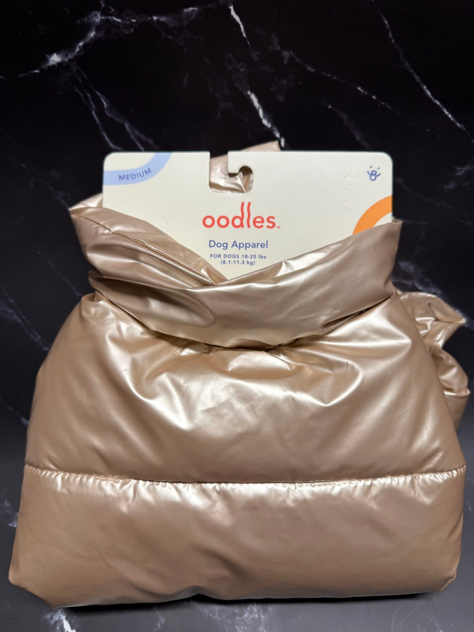 Oodles puffer dog jacket-gold
