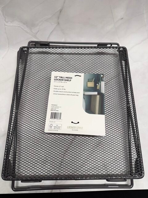 U Brands 12" tall mesh locker shelf
